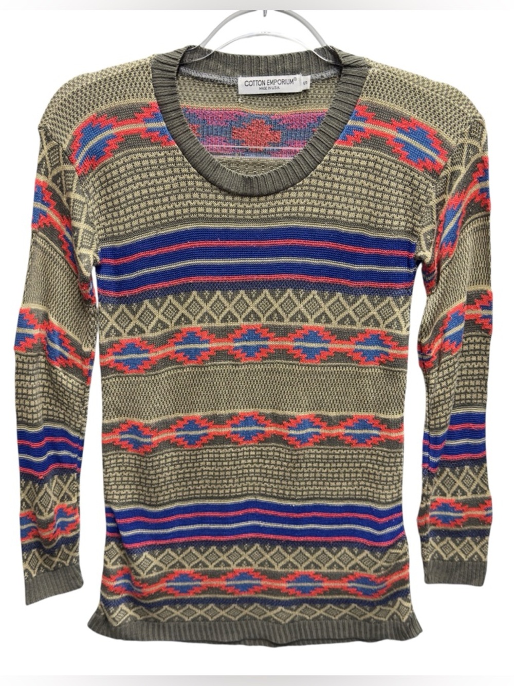 Silky Knit Vintage Retro Southwestern Cowgirl 90s Y2K Aztec Knit Sweater Top